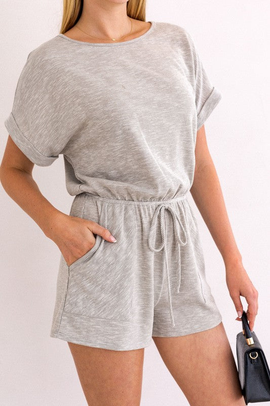 Short Roll Up Sleeve Romper