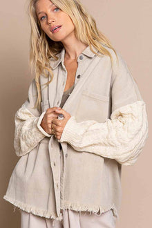  Cotton Twill Relaxed Sweater Sleeve Jacket