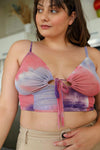 Tie Dye Mesh Keyhole Front Brami Top