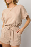 Short Roll Up Sleeve Romper