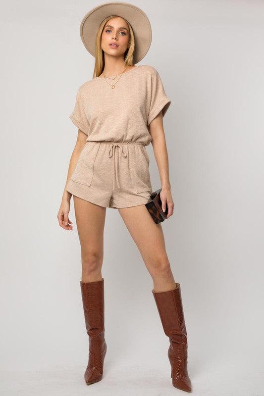 Short Roll Up Sleeve Romper