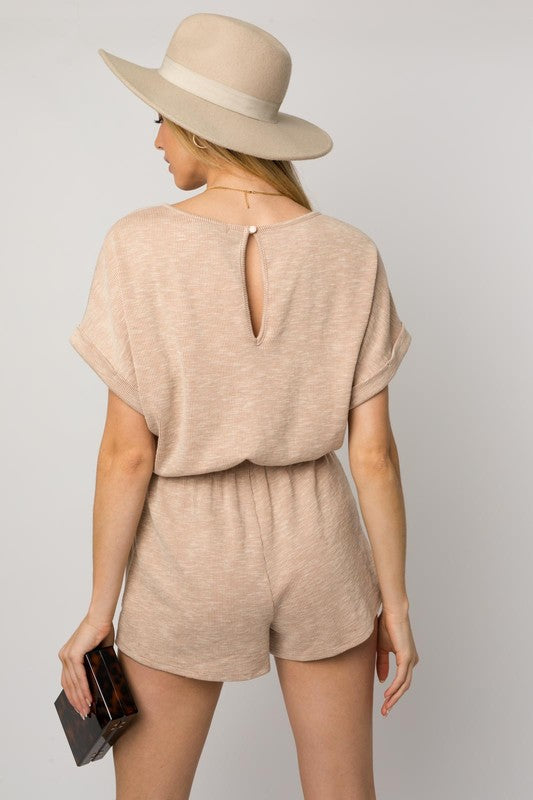 Short Roll Up Sleeve Romper