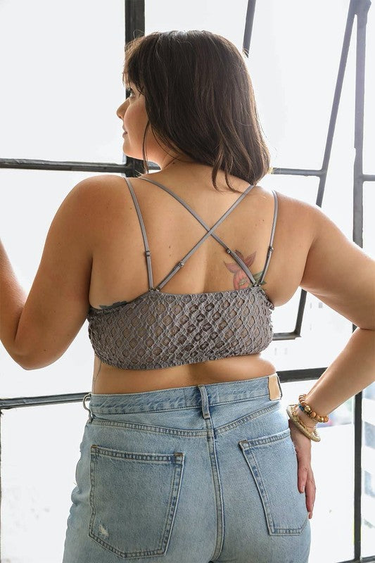 Padded Crochet Lace Longline Bralette