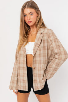  Taupe Oversized Plaid Jacket