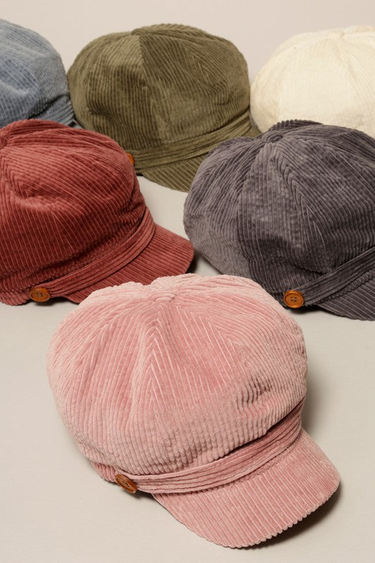 Corduroy Cap with Buttons