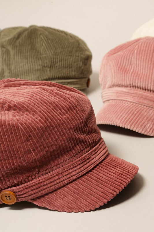 Corduroy Cap with Buttons