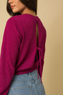  L/S Magenta Open Back Tie Top