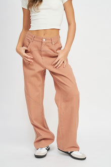  Contrast Stitch Wide Leg Jean-Terracota