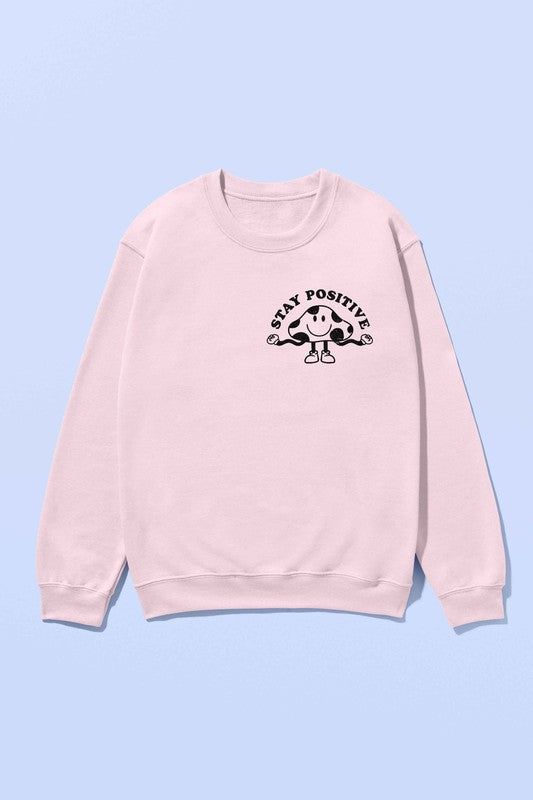 Stay Positive Mushroom Graphic Sweatshirt