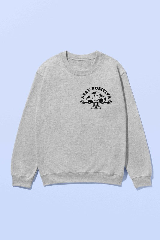 Stay Positive Mushroom Graphic Sweatshirt