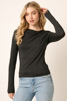  Ruched Long Sleeve Slim Top