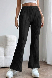  Ribbed High Waist Flare Pants