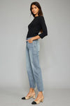 High Waist Raw Hem Cropped Wide Leg Jeans