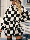 Checkered Button Coat w/Pockets