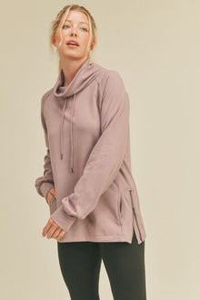  Drawstring Side Zip Sweatshirt