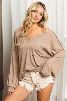  Exposed Seam Long Sleeve Top