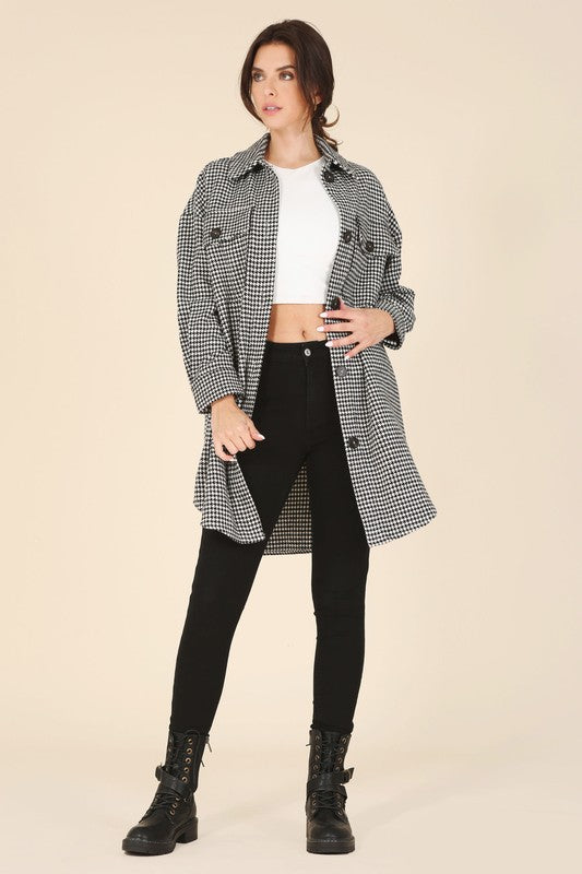 Houndstooth Long Jacket