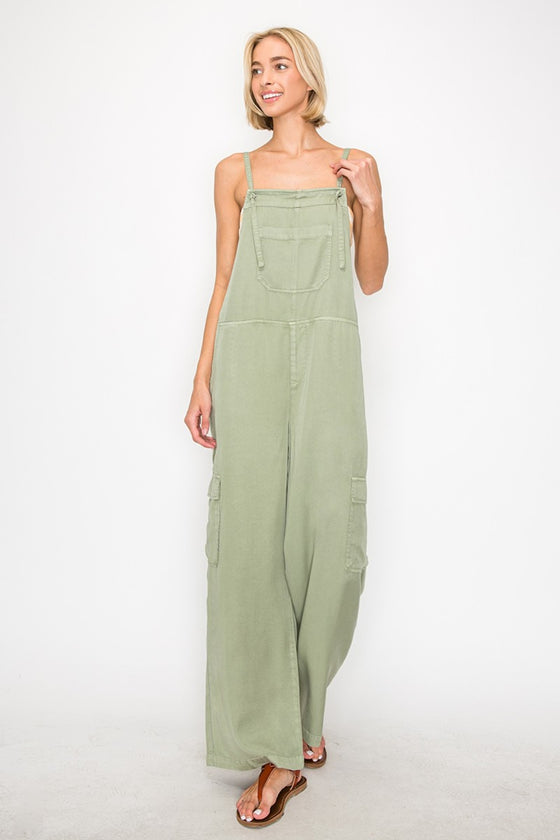 Sage Wide Leg Overalls