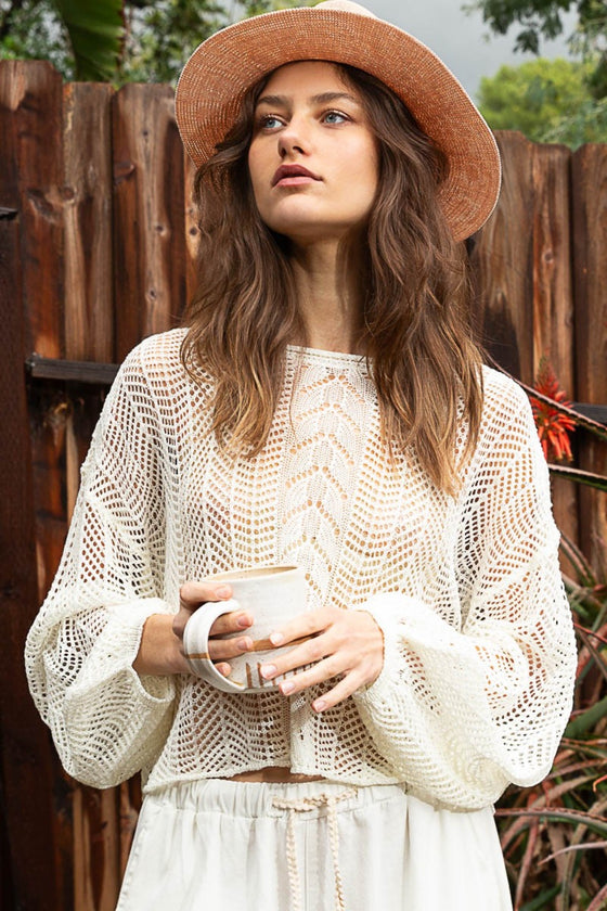 Open Knit Ivory Top