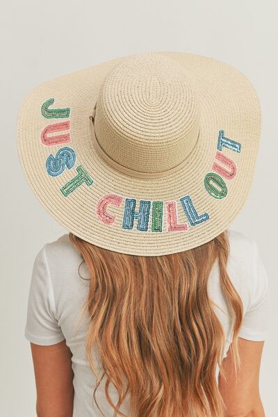 Just Chill Out Wide Brim Straw Hat