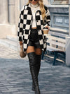 Checkered Button Coat w/Pockets